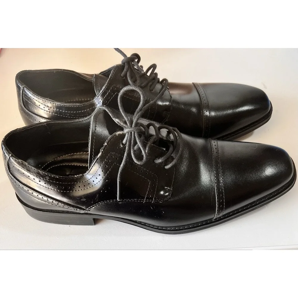 Stacy Adams Waltham Cap Toe Oxford, Black 20138-001, Men's Size 10.5M